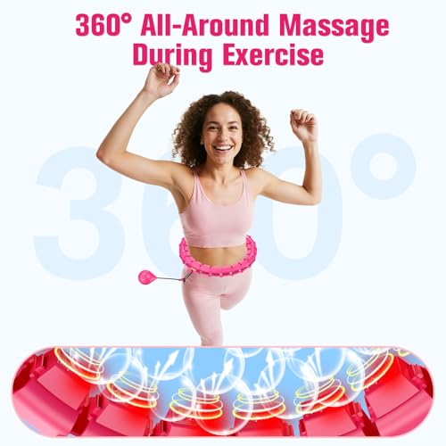 Weighted Hula Hoop for Weight Loss - 32 Detachable Parts, Rosy