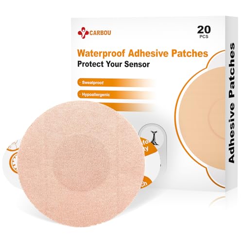 Carbou Libre 2/3/3 Plus Waterproof Sensor Covers 20PCS - Tan, Hypoallergenic CGM Patches