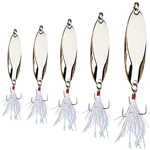 Fishing Spoons Lures - Sliver Color, Sharp Hooks & Mirror Finish