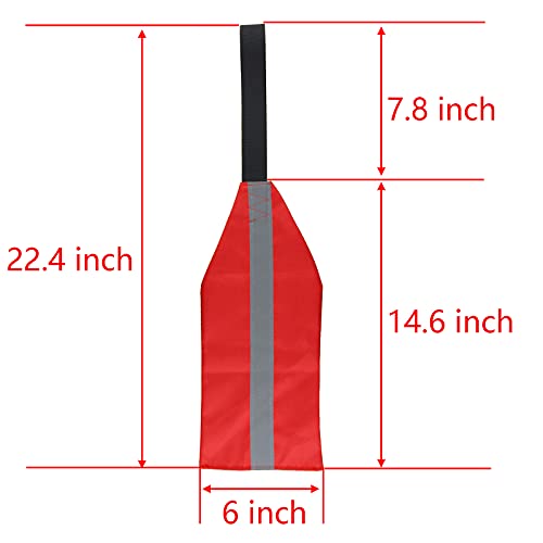 Kayak Safety Flag - 22.4 x 6 Inch Travel Warning Flag - Red