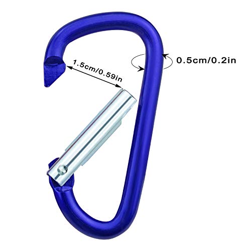 12 Pack Aluminum Carabiners with Keychains - D Ring Snap Hooks