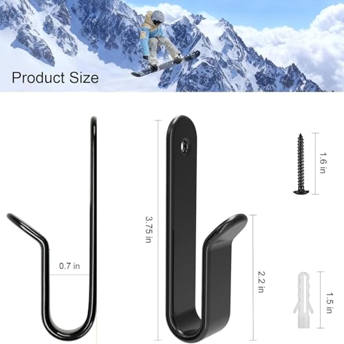 4 Pack Snowboard Wall Mount Clips - Horizontal Skateboard Storage Rack