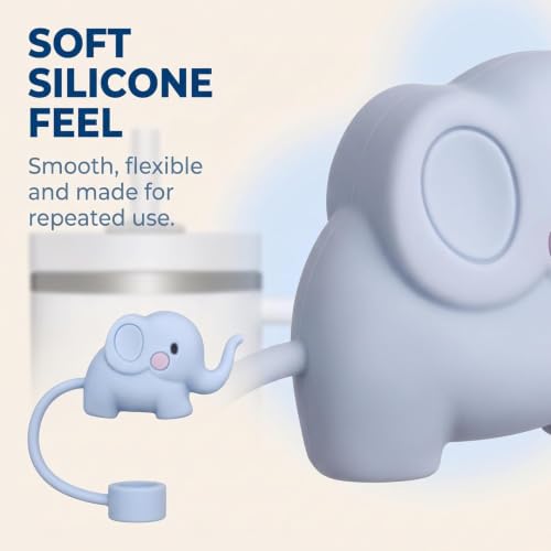 Elephant Silicone Straw Cover Cap for 10mm Reusable Tumbler Straws