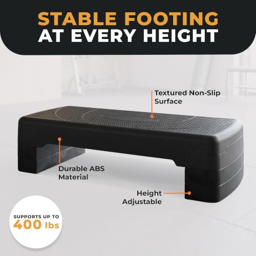 31-Inch Aerobic Step Platform Trainer with Adjustable Risers - Black