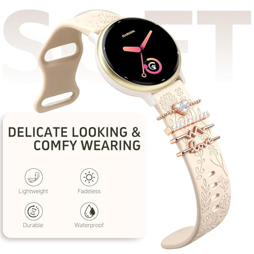 20mm Engraved Silicone Watch Band - Starlight, Milk Tea & Smoky Purple