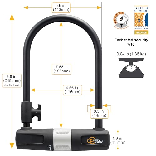Heavy Duty Bicycle U Lock with Cable - Secure Bike Lock for Road, Mountain & Electric Bikes