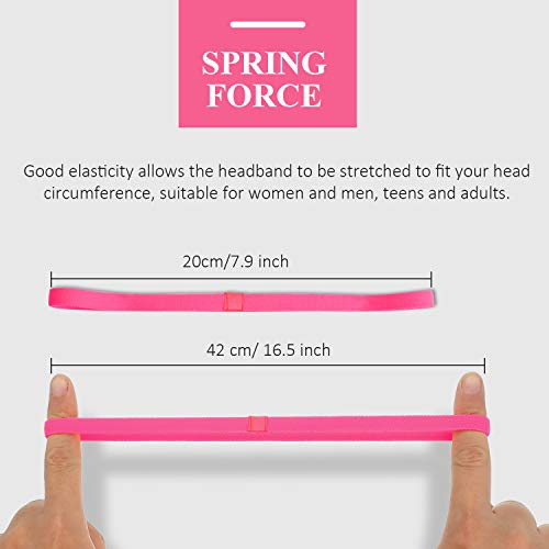 4-Pack Elastic Non-Slip Sports Headbands - Fluorescent, Rose, Green, Blue