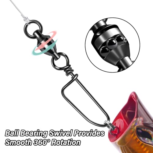 20-Pack Fishing Swivels with Snaps - 35LB Strength