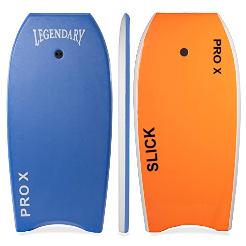 GYN Trade 37" Dark Blue/Orange Bodyboard for Beach, Hard Slick Bottom, Leash Included