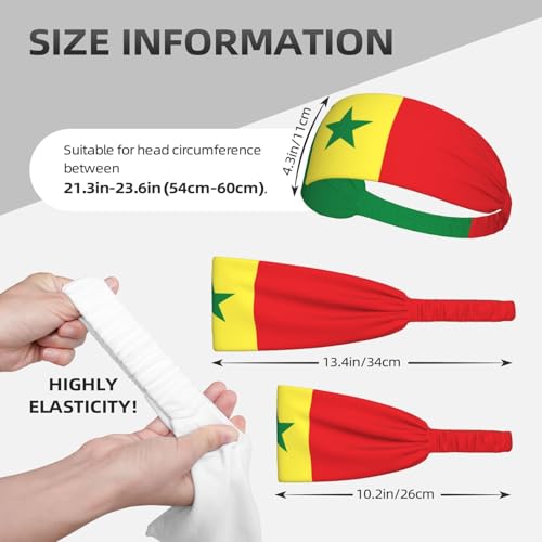 Flag Elastic Headband - Moisture-Wicking Sweatband Senegal