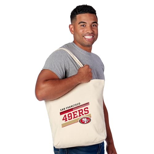 San Francisco 49ers Canvas Tote Bag with Shoulder Straps - 14" x 15" Beige