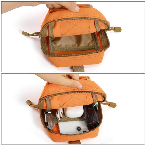 FRTKK 2 Pack Molle Pouches Orange Tactical Water-Resistant Utility Bags