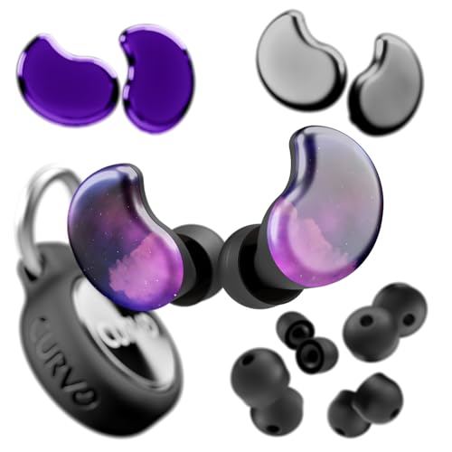 CURVD Cliq Noise Cancelling Ear Plugs ? Reusable Concert Earplugs for Noise Reduction with Swappable Covers, 5 Tip Sizes & Travel Case. Stylish, Comfy, and Customizable Protection
