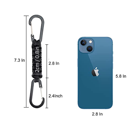 Paracord Keychain Carabiner Clip - 7.3 inch Durable Lanyard Hook