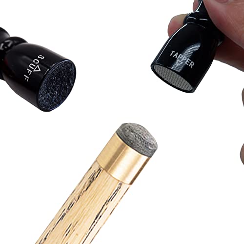 Billiard Cue Tip Tool - 3-in-1 Scuffer, Shaper & Aerator - Black