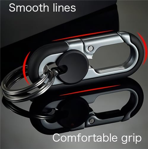 Stainless Steel Car Keychain for Men - 2 Pack, Black