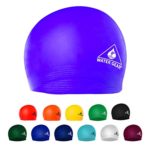 Latex Swim Cap for Long Hair - Durable Unisex Athletic Cap - Purple