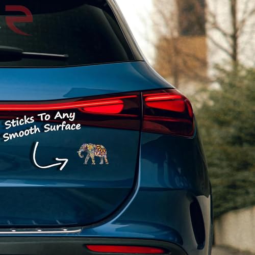 Colorful Floral Elephant Vinyl Decal - 5 Inch Waterproof Sticker