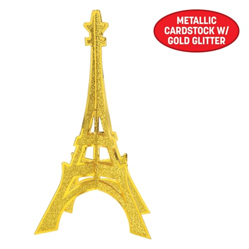 3-D Glittered Eiffel Tower Centerpiece - 12 Inch Gold Decor