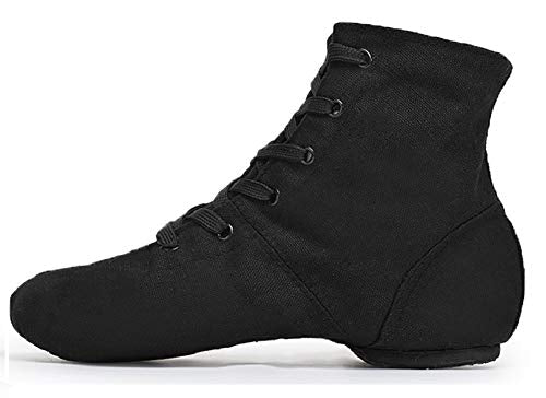 Smithmelody Canvas Jazz Dance Boots for Adults - Black 8.5