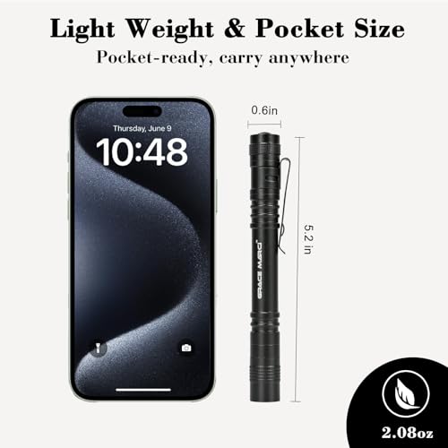 Tactical USB-C Rechargeable Pen Light with 3 Modes, Clip, IP64 Aluminum