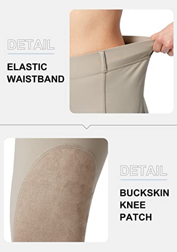 Knee-Patch Horse Riding Pants with Zipper Pockets - Taupe, Small