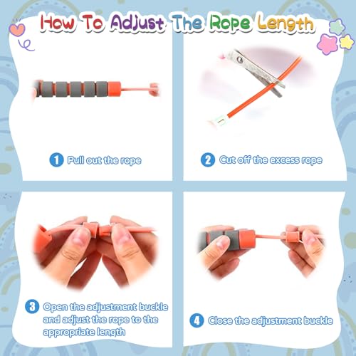 Adjustable Kids Jump Rope with Foam Handles - Rose Pink & Blue