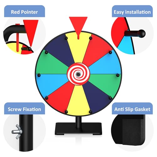Facilife 12 Inch Color Prize Wheel Spinner with Stand for Carnivals & Trade Shows