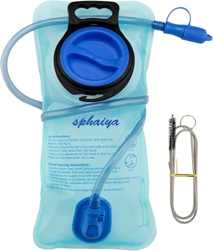 2L Blue Hydration Bladder with Cleaning Brush - Leak Proof Water Reservoir for Hiking & Camping