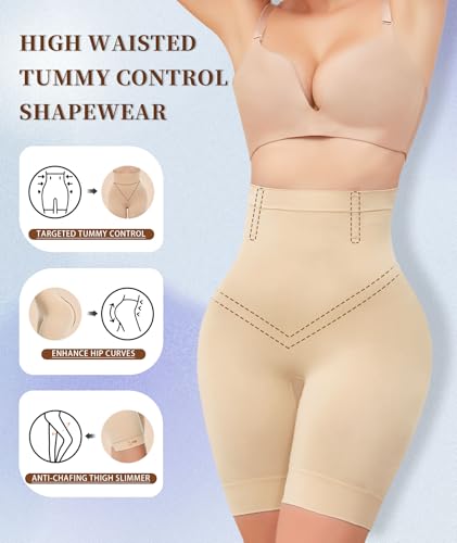 Sellto High Waisted Tummy Control Shapewear Shorts Nude - 1 Pack, Large