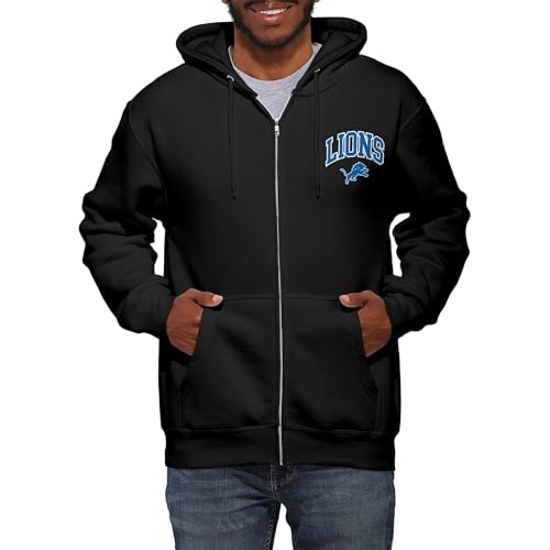 Detroit Lions Arched Wordmark Zip Up Hoodie - Medium