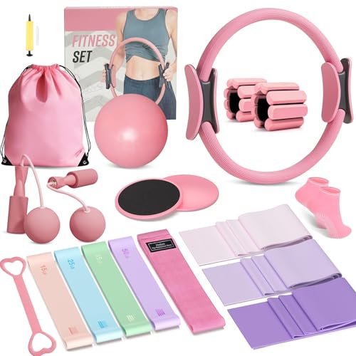 20-Piece Home Pilates Kit with Resistance Bands, Ring & Ball