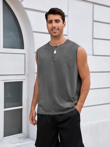 Men's Dark Grey Tank Top - Large Size