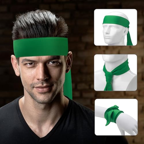 Adjustable Sweat Wicking Headband - Green for Sports & Yoga