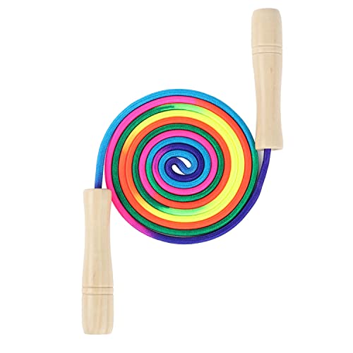 Adjustable 8.5ft Kids Jump Rope with Wooden Handles - Rainbow