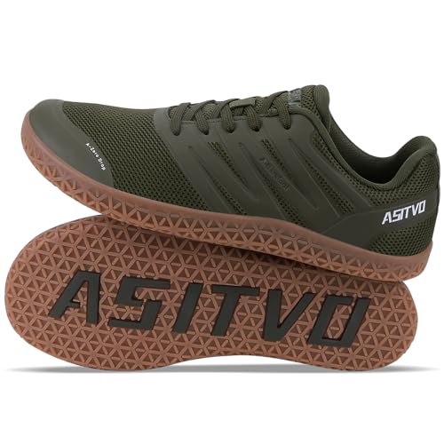 ASITVO Wide Men's Barefoot Zero Drop Sole Minimalist Sneakers Walking Shoes - Army Green, 11 Wide