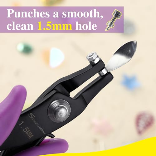 SPEEDWOX Metal Hole Punch Pliers 1.5mm Round for Sheet Metal, Short Jaw Single Puncher, Jewelry Making Tool, Earring Craft Beading Hobby Precision Pliers