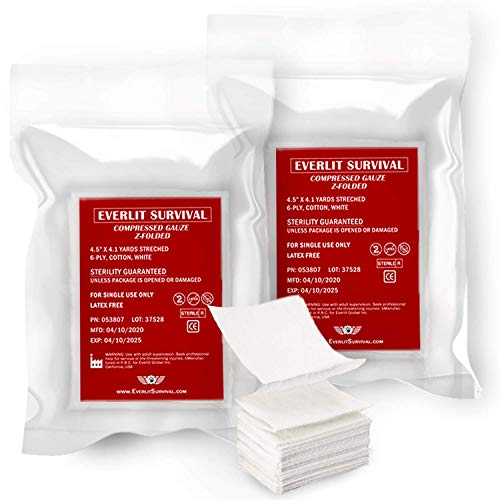 2 Pack Sterile Compressed Gauze 4.5" x 4.1 Yards - Essential First Aid Supply