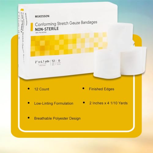 Conforming Stretch Gauze Bandages - 2 Inch x 4.1 Yards, 12 ct