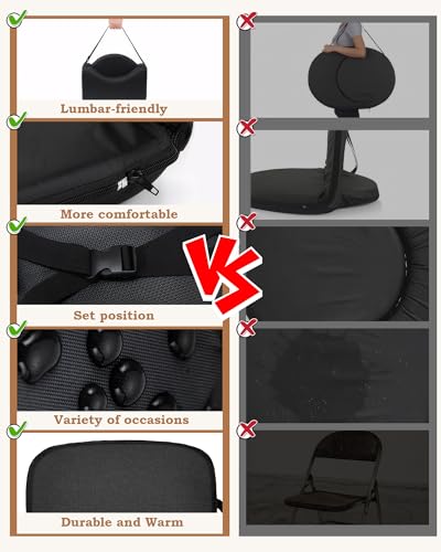 Portable Reclining Stadium Seat with Back Support - 6 Positions