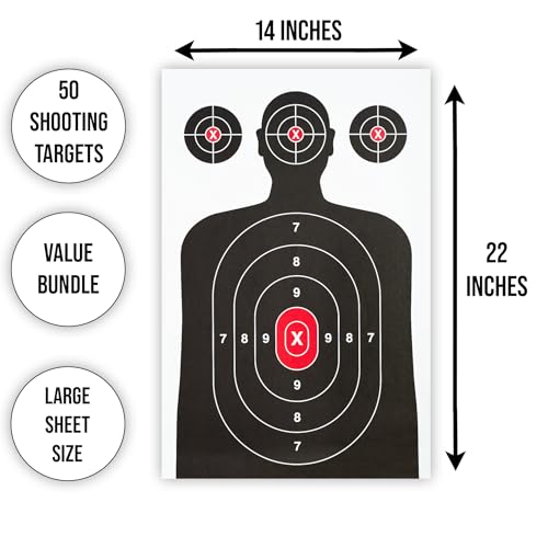 Silhouette Paper Shooting Targets - 14x22" (50 Pack) - Heavy Duty