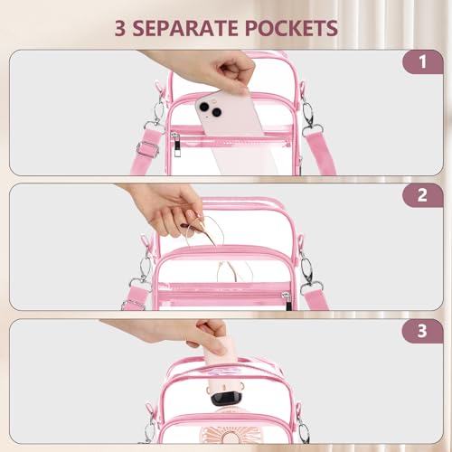 Clear Crossbody Bag with Adjustable Shoulder Strap, Stadium Approved