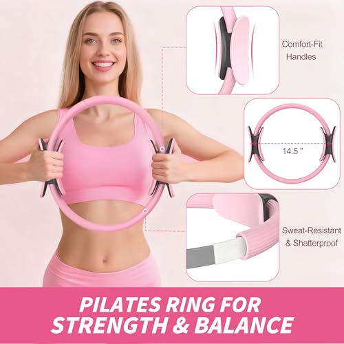 Complete 19-in-1 Pilates Kit for Home Workouts with Resistance Bands, Ring, Ball & Weights