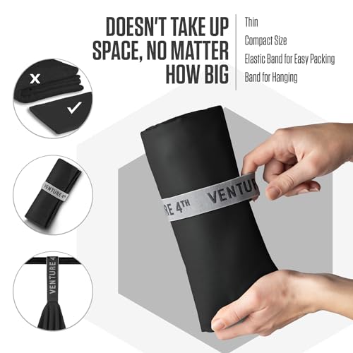 VENTURE 4TH Large Quick Dry Microfiber Towel for Camping & Gym - Black 60" x 31.5"