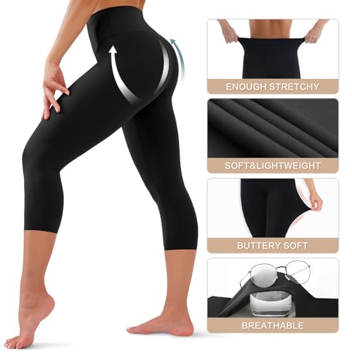 High Waisted Tummy Control Leggings for Women - Plus Size Yoga Pants