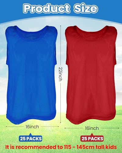 50 Pack Lightweight Pinnies Scrimmage Vests for Soccer & Basketball