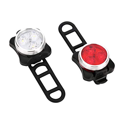 Topcom USB Rechargeable Bike Light Set, Super Bright, Bike Lights Front and Back, Waterproof, 4 Light Modes (2 Cables, 2 Straps).