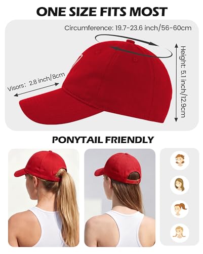 American Trends Women's Red Heart Embroidered Baseball Cap One Size