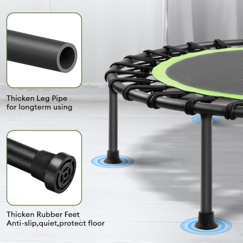 Mini Rebounder Trampoline for Adults with Adjustable Bar - Green 42" Round