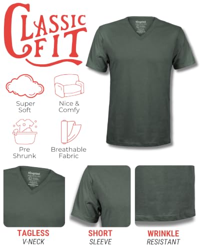 Kingsted Men's V Neck T-Shirts - Large Royal Pack, Soft Classic Fit Tees